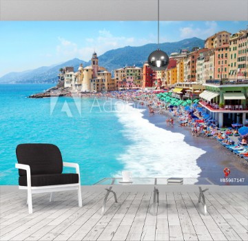 Picture of Italy Camogli Liguria beach landscape mediterranean sea